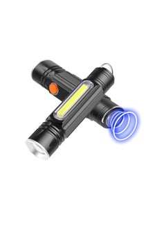 Flashlight, High Lumens Rechargeable Zoomable, LED USB Small Flashlight with Magnetic Tail, Super Bright Flash Light, 4 Lights Modes, COB Wrok Light, Pocket Pen Flashlihght, for Hiking (2PCS)