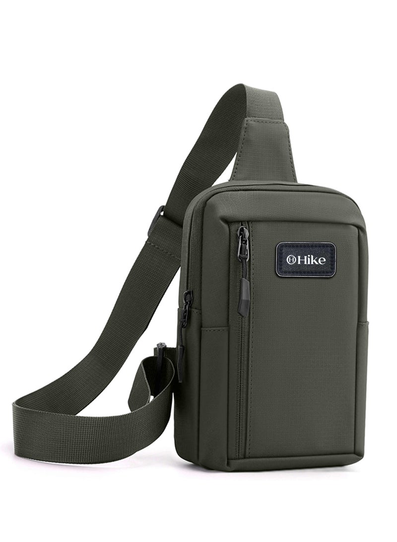 هايك Hike Unisex Cross Body Chest Bag Synthetic Water-Resistant Scratch Resistant Small Shoulder Sling Bag for Business Travel Outdoor Shopping, HK9004-GREEN - Image 1