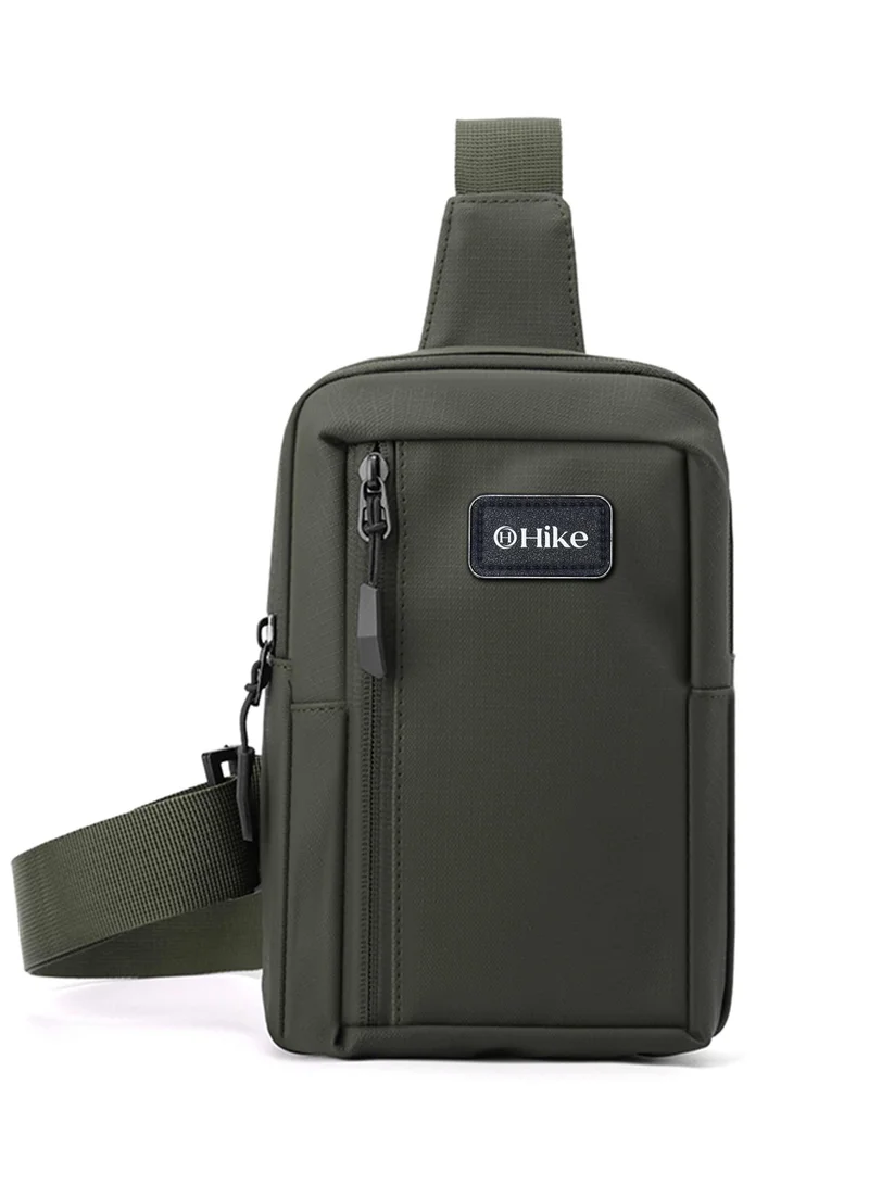 هايك Hike Unisex Cross Body Chest Bag Synthetic Water-Resistant Scratch Resistant Small Shoulder Sling Bag for Business Travel Outdoor Shopping, HK9004-GREEN