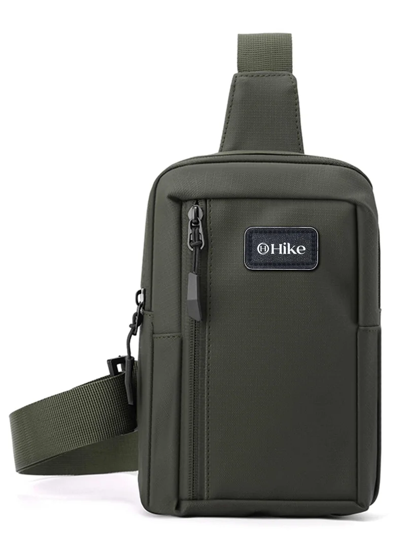 هايك Hike Unisex Cross Body Chest Bag Synthetic Water-Resistant Scratch Resistant Small Shoulder Sling Bag for Business Travel Outdoor Shopping, HK9004-GREEN
