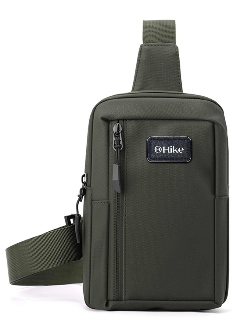 HIKE Unisex Cross Body Chest Bag Synthetic Water-Resistant Scratch Resistant Small Shoulder Sling Bag for Business Travel Outdoor Shopping, HK9004, Green - Image 1