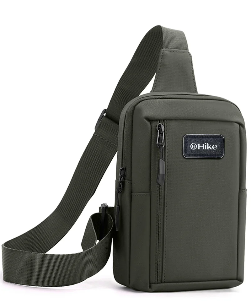 هايك Hike Unisex Cross Body Chest Bag Synthetic Water-Resistant Scratch Resistant Small Shoulder Sling Bag for Business Travel Outdoor Shopping, HK9004-GREEN
