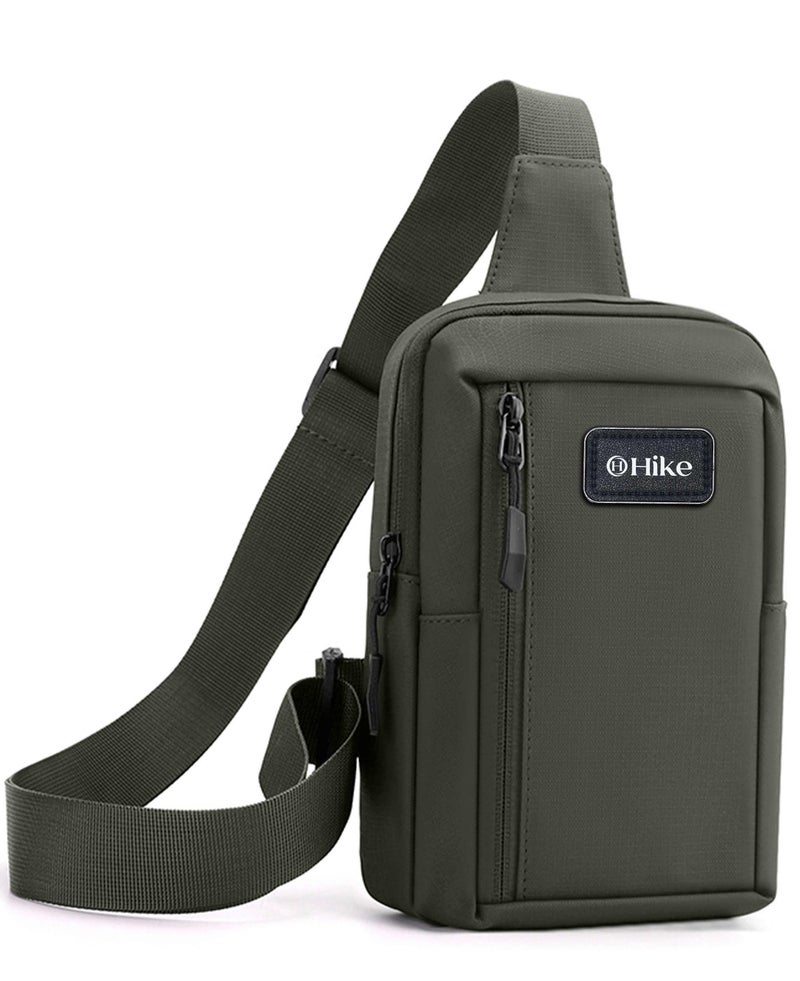 HIKE Unisex Cross Body Chest Bag Synthetic Water-Resistant Scratch Resistant Small Shoulder Sling Bag for Business Travel Outdoor Shopping, HK9004, Green - Image 2