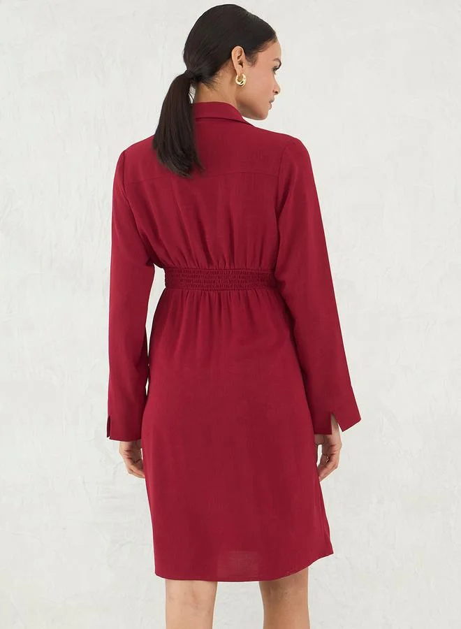 Femmella  Red Solid Wrap Look A-Line Knee Length Dress for Women | Best Price UAE