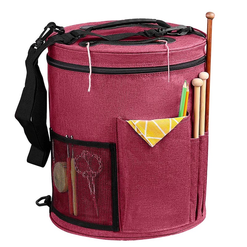 SumDirect Knitting Bag Yarn Organizer Tote Bag Portable Storage Bag for Yarns Carrying Projects Knitting Needles Crochet Hooks Manuals and Other Accessories Pink - Image 2