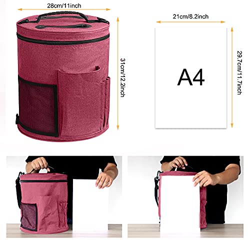 SumDirect Knitting Bag Yarn Organizer Tote Bag Portable Storage Bag for Yarns Carrying Projects Knitting Needles Crochet Hooks Manuals and Other Accessories Pink - Image 3