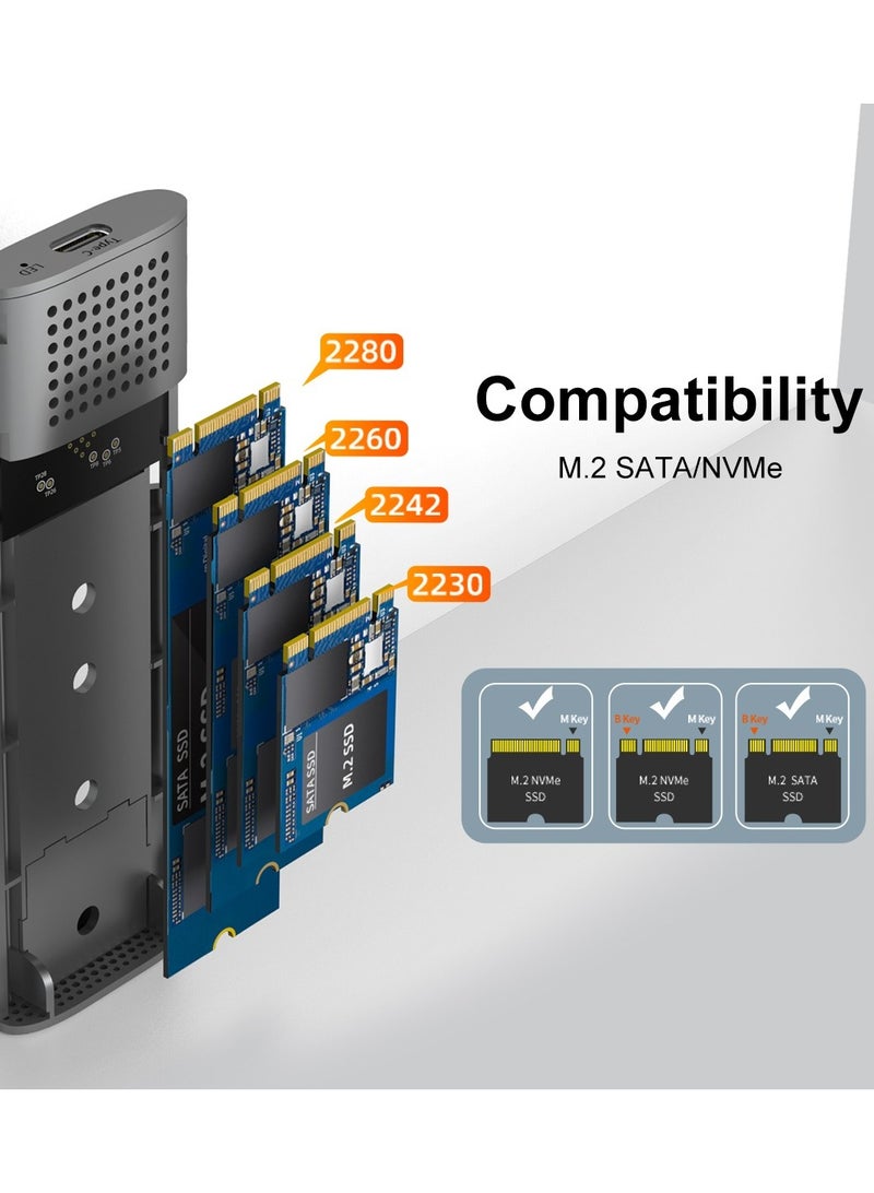 مايوو ماي وو K1691 – محول غلاف SSD M.2 NVMe وSATA، بمنفذ USB-C 3.1 الجيل الثاني، شريحة RTL9210B، تصميم بدون أدوات، سرعة نقل 10Gbps (NVMe) / 6Gbps (SATA) – مناسب لأحجام 2242/2260/2280 - Image 2