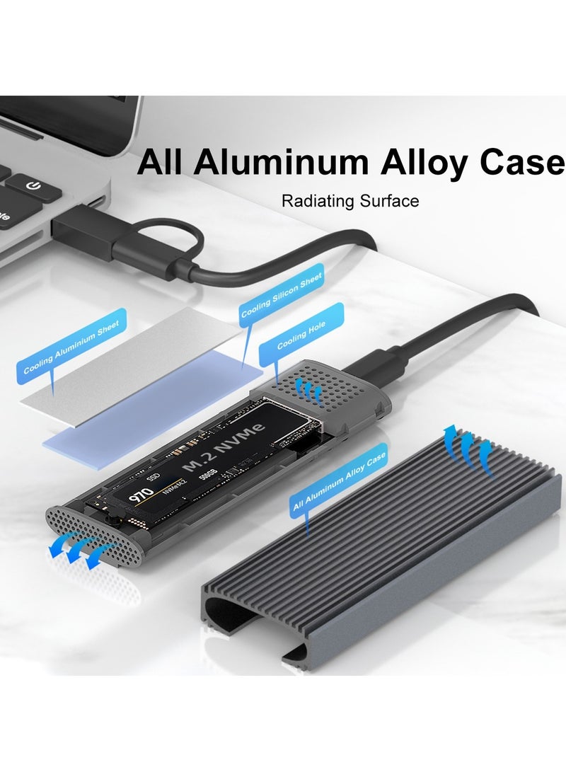 مايوو ماي وو K1691 – محول غلاف SSD M.2 NVMe وSATA، بمنفذ USB-C 3.1 الجيل الثاني، شريحة RTL9210B، تصميم بدون أدوات، سرعة نقل 10Gbps (NVMe) / 6Gbps (SATA) – مناسب لأحجام 2242/2260/2280 - Image 3