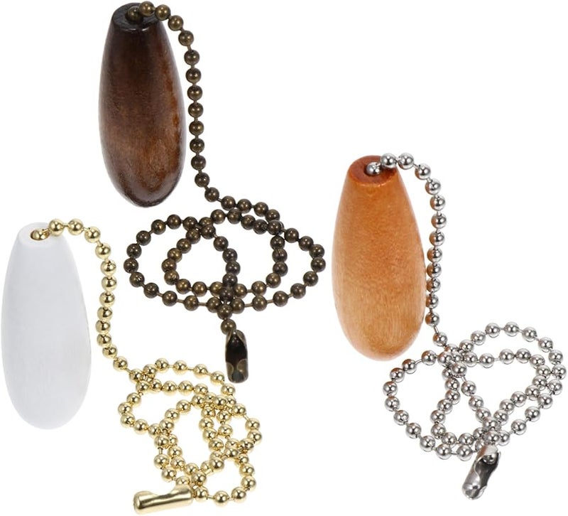 Wooden Beaded Ball Pull Chain 3 Pack Ceiling Fan Light Cord Easy Install Home Decor - Image 1