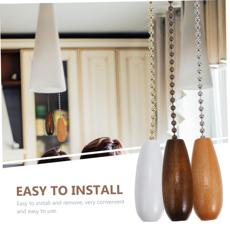 Wooden Beaded Ball Pull Chain 3 Pack Ceiling Fan Light Cord Easy Install Home Decor - Image 4