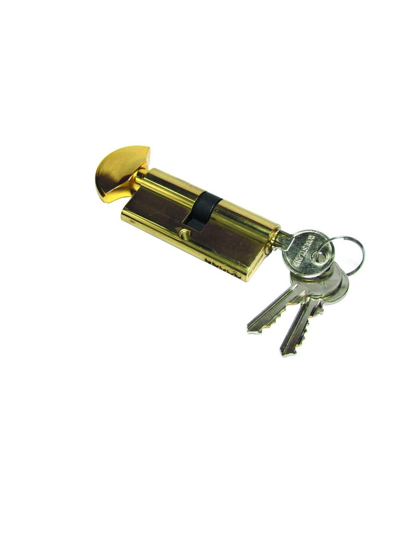 ROBUSTLINE Bathroom Cylinder with Key 70 MM Brass Plated Finish  - Image 2