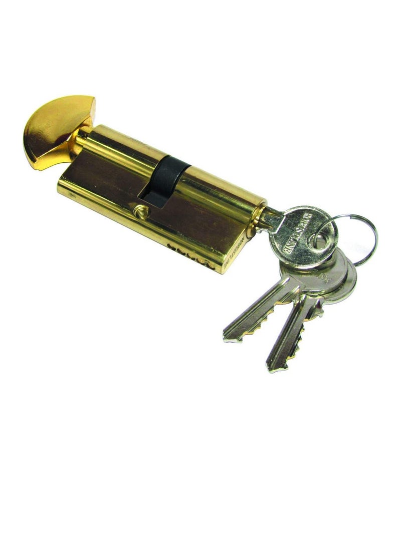 ROBUSTLINE Bathroom Cylinder with Key 70 MM Brass Plated Finish  - Image 1