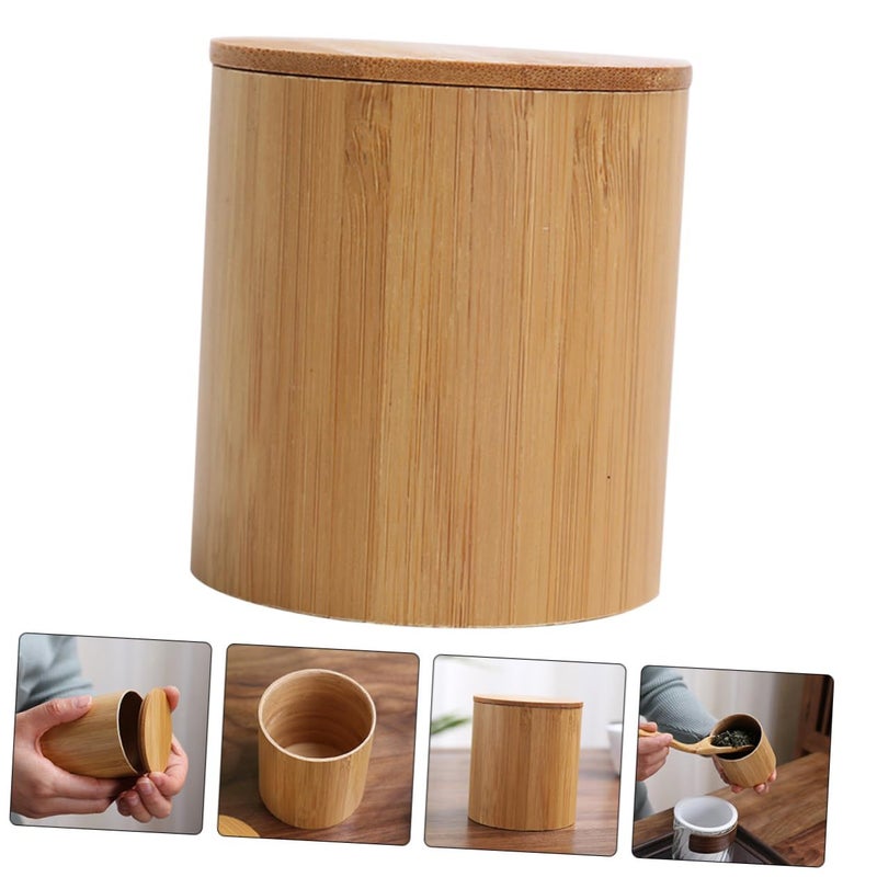 Zerodeko Wooden Tea Storage Canister With Sealing Lid Round Shape For Dry Food - Image 5