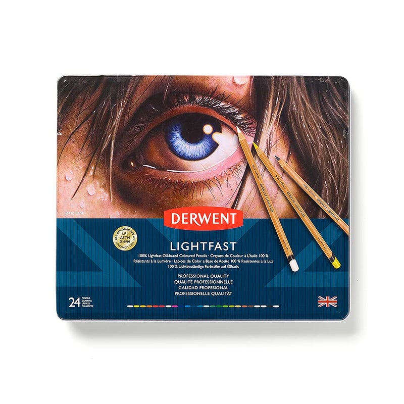 Derwent Lightfast Colour Pencils 4mm Round Premium Core Strength Creamy Texture Ideal For Fine Art Drawing Colouring Professional Quality 2302720 Set of 24 - Image 2