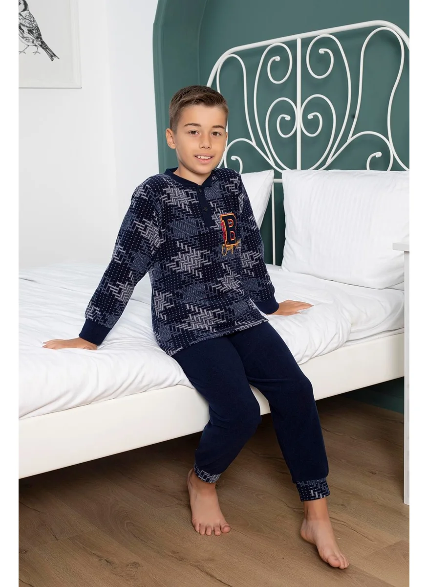 Mutlu City Happy City New Season Autumn/Winter Boy B Patterned Polar Fleece Pajama Set 4502