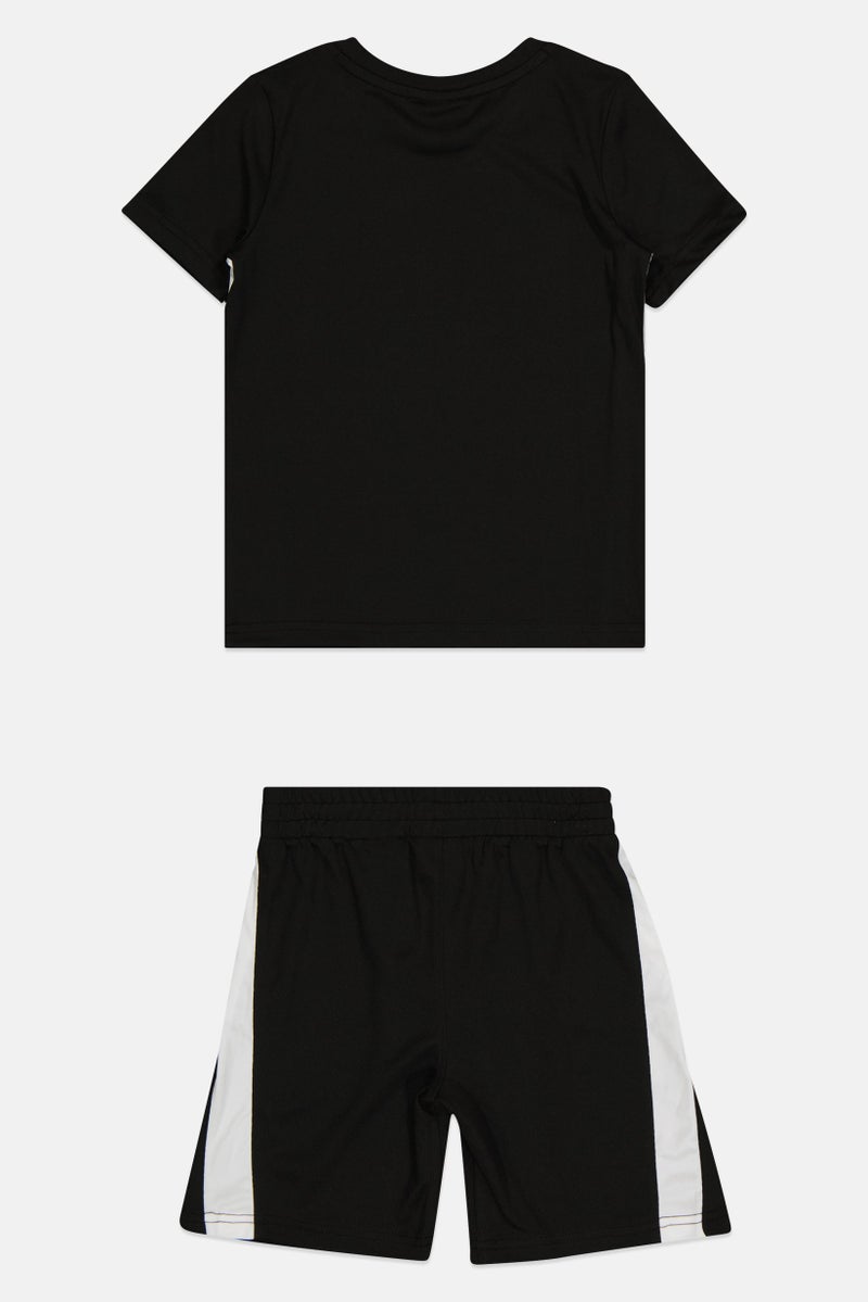 PUMA Kids Boy 2 Pcs Sportswear Fit Short Sleeve Top And Bottom Outdoor Set, Black - Image 3