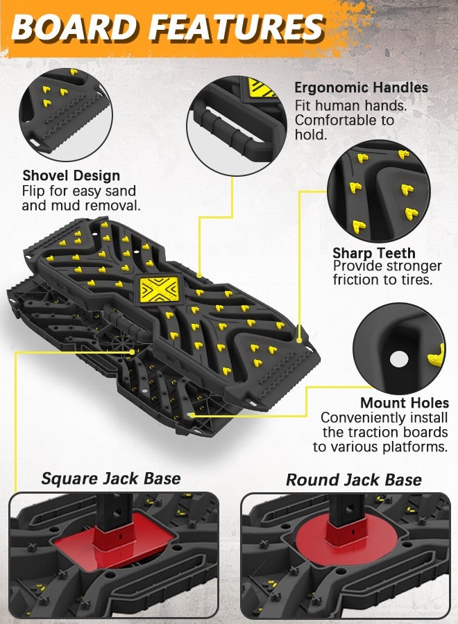 GREATMASTER Off-Road Traction Boards with Jack Base, 1 Recovery Tracks Mat for 4X4 Jeep Truck Tire Traction-Sand, Mud, Snow Ladder Ramps (Orange with Black Nail) - Image 5