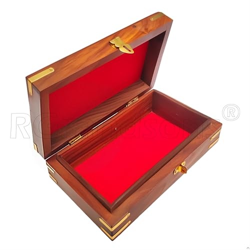 RGrandsons Handmade Wooden Jewellery Box for Women Jewel Organizer Hand Carved with Intricate Carvings Gift Items - Om Design (Size: 8.0x5.0_ 卐) - Image 3
