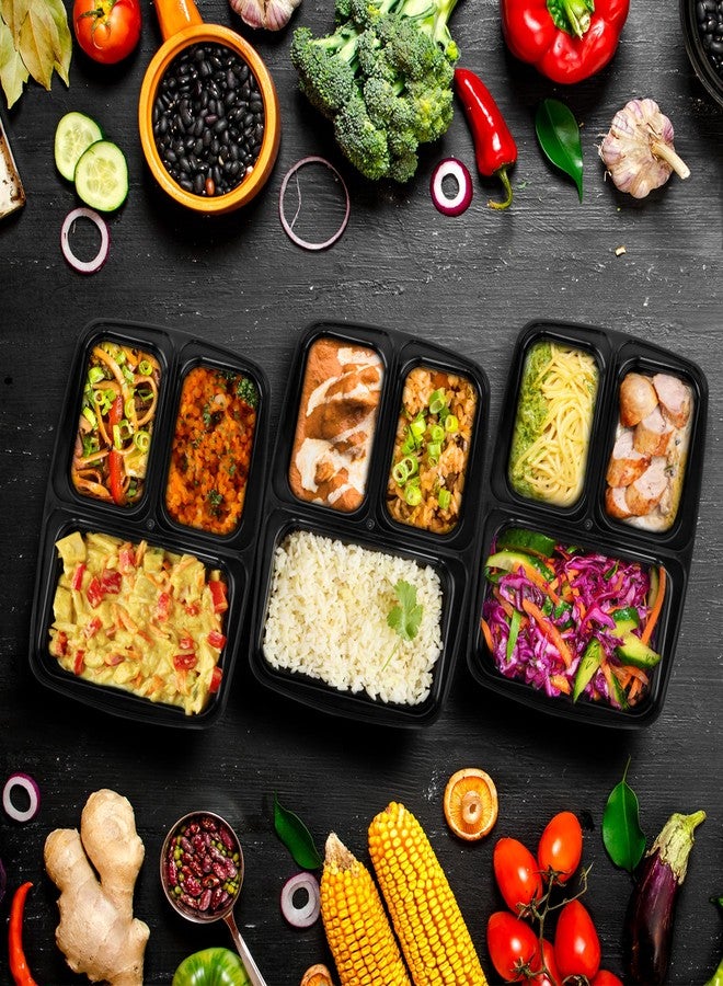 Asab 10 Meal Prep Containers - BPA Free Plastic - Microwave, Freezer and Dishwasher Safe - Reusable Takeaway Food Storage Boxes with Lids - 3 Compartments - Image 4