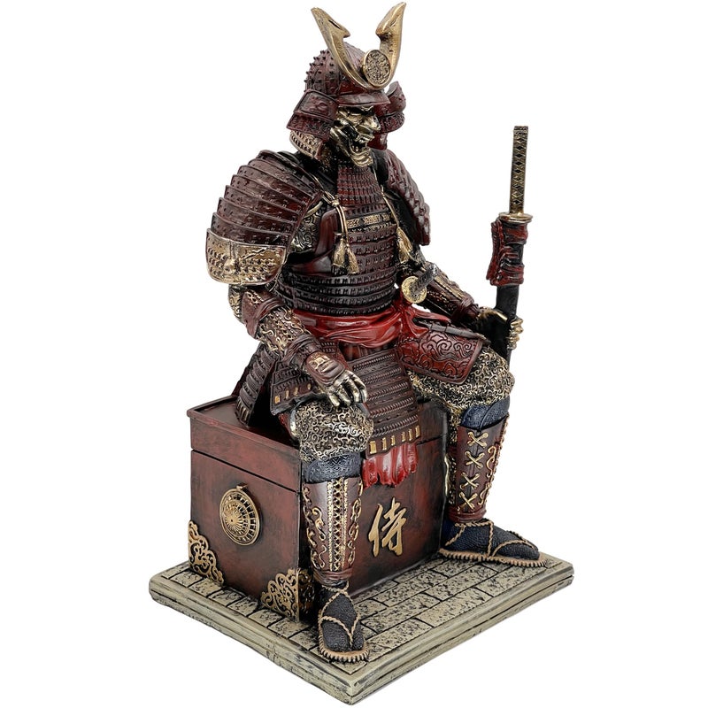 LOOYAR Medieval Ancient Samurai Undead Warrior Resin Statue Ornament Figurine Craft for Home Living Room Porch Decoration Office Desk Desktop Table Arrangement Gift (Red Glod) - Image 3