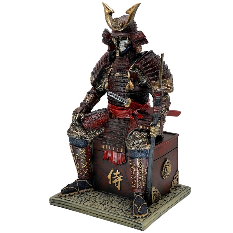 LOOYAR Medieval Ancient Samurai Undead Warrior Resin Statue Ornament Figurine Craft for Home Living Room Porch Decoration Office Desk Desktop Table Arrangement Gift (Red Glod) - Image 1
