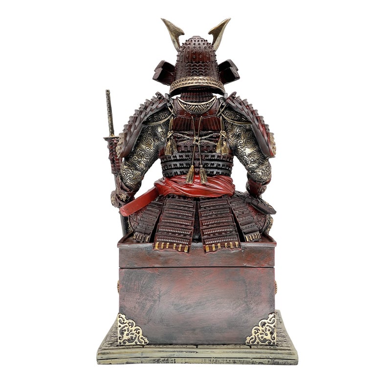 LOOYAR Medieval Ancient Samurai Undead Warrior Resin Statue Ornament Figurine Craft for Home Living Room Porch Decoration Office Desk Desktop Table Arrangement Gift (Red Glod) - Image 4