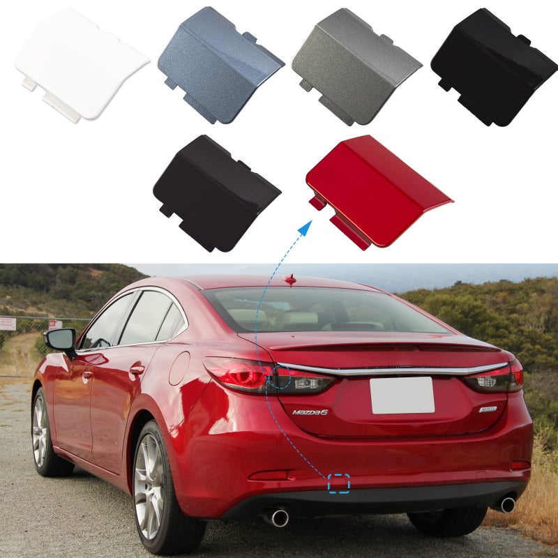 CZShiYue CZShiYue Rear Bumper Tow Hook Cover Towing Eye Cap Fit for Mazda 6 Atenza 2013 2014 2015 2016 2017 GJR9-50-EL1-51 GJR9-50-EK1-51 (Black, Right Passenger Side) Xinpinsai - Image 1
