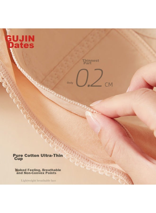 Gujin Mall Matching 3/4 Thin Mold Cup, Lift-up Wireless Bra, Women's Cotton Underwear, No Ert, Brassiere 0i328