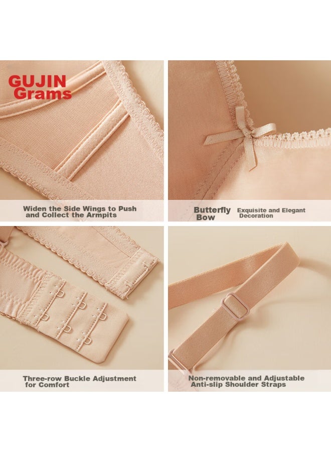 Gujin Mall Matching 3/4 Thin Mold Cup, Lift-up Wireless Bra, Women's Cotton Underwear, No Ert, Brassiere 0i328