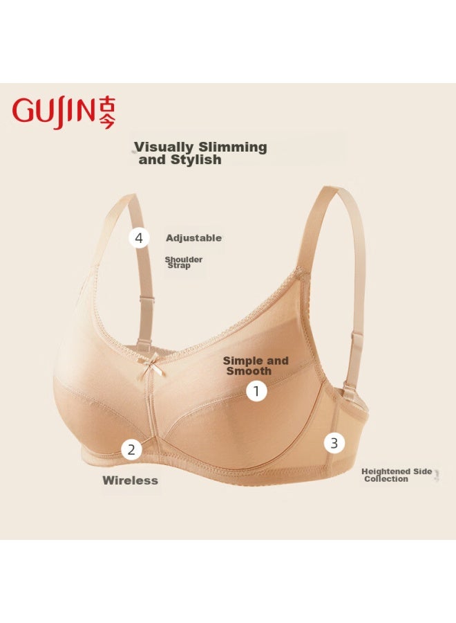 Gujin Mall Matching 3/4 Thin Mold Cup, Lift-up Wireless Bra, Women's Cotton Underwear, No Ert, Brassiere 0i328