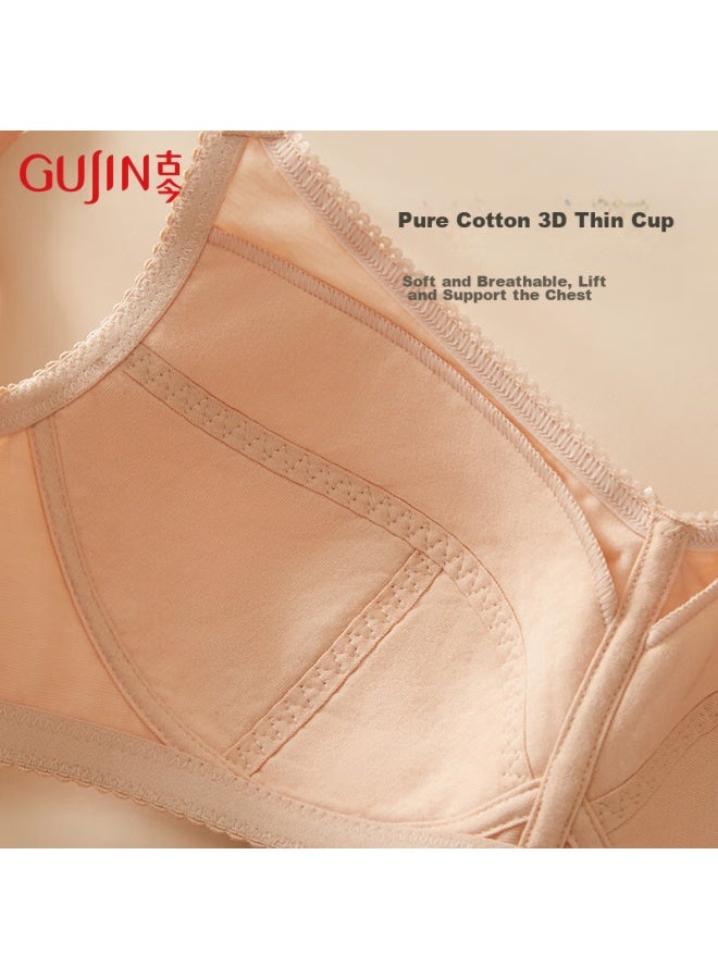 Gujin Mall Matching 3/4 Thin Mold Cup, Lift-up Wireless Bra, Women's Cotton Underwear, No Ert, Brassiere 0i328