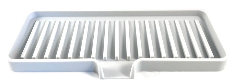 Happitasa Silicone Soap Dish Tray and Sponge Holder with Drain Chute  Bathroom and Kitchen Sink Organizer Caddy 9x35 Light Grey 56 Ounces