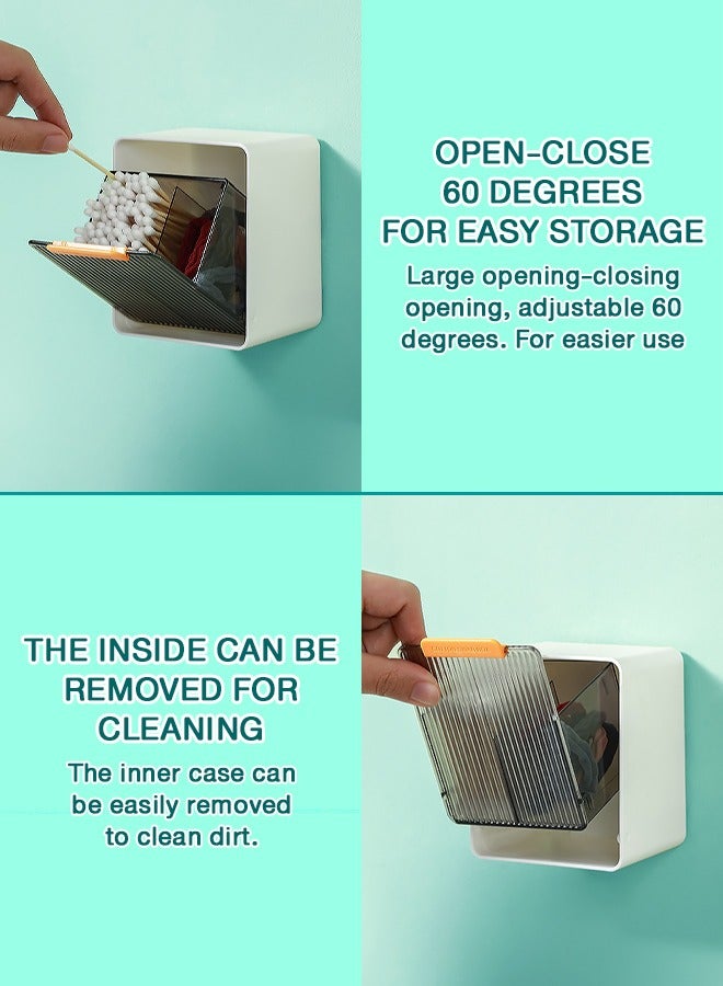 Wall-Mounted Storage Box, Removable Cotton Swab Box with Dust Cover, Waterproof and Insect-Proof, Suitable for Organizing Bathroom Items - Image 5