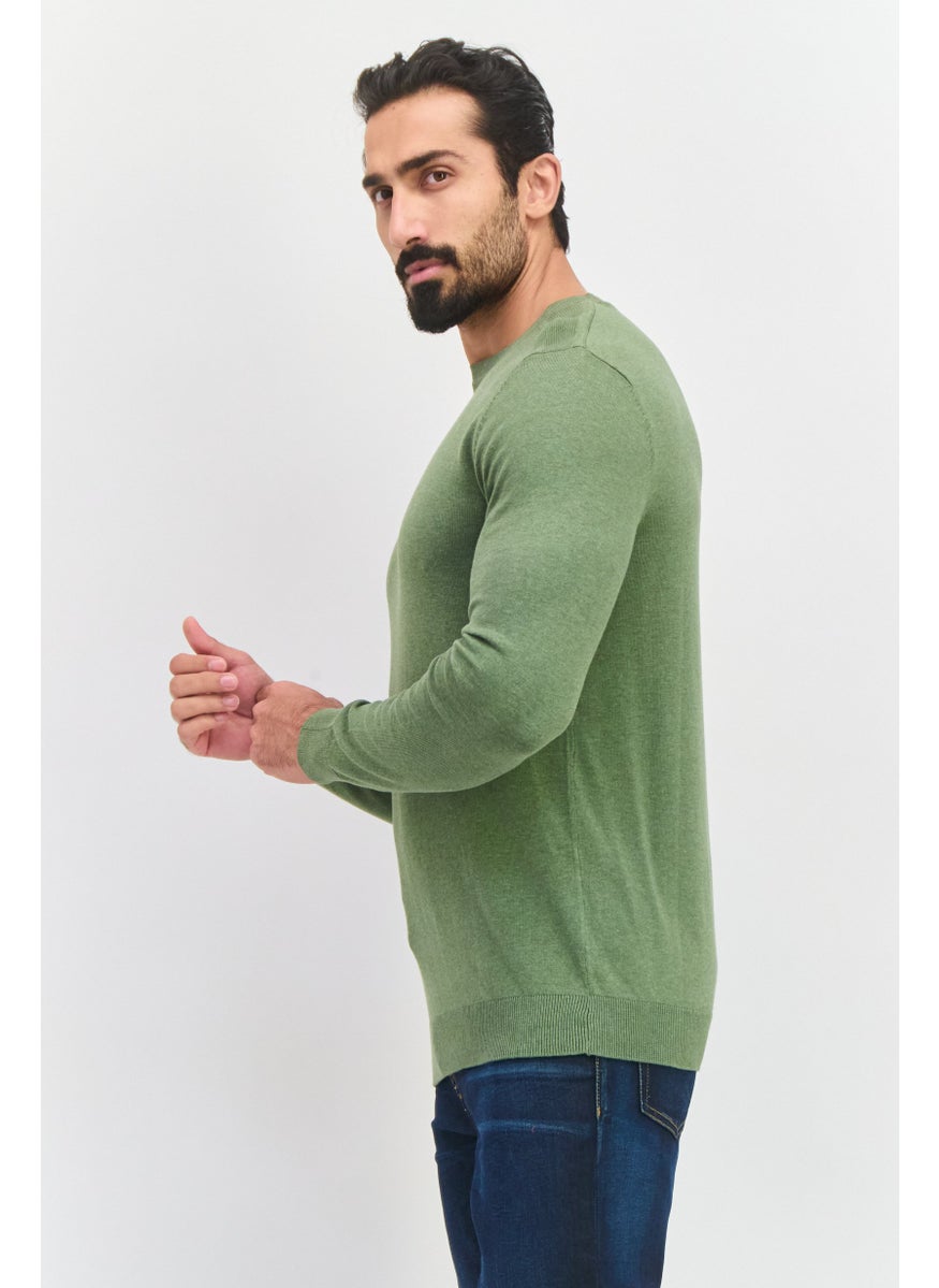 Selected Homme Men Crew Neck Long Sleeve Knitted Sweater, Green Heather  - Image 4