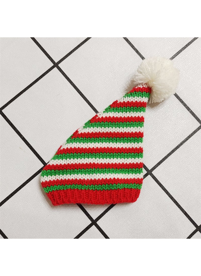 Labubu Cap Accessory 15cm Cotton Doll Hat Red, green and white striped beveled hat 