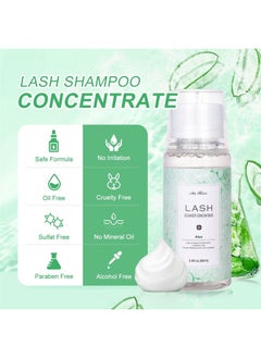 Lash Shampoo Eyelash Cleanser Concentrate Lash Extensions 80ml DIY Foaming Cleanser for Prolong Eyelash Salon Home Care, Paraben & Sulfate Free Non-lrritating, Makes 60ml Bottles Lash Shampoo (Aloe)