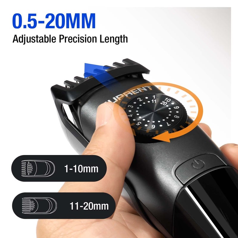 SUPRENT Beard Trimmer for Men Waterproof, IPX7 Professional Mustache Trimmer, 39 Built-in Adjustable Precise Lengths, Cordless USB C Rechargeable & LED Display - Image 3