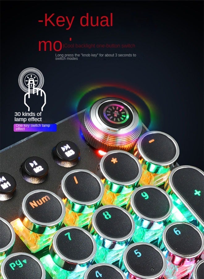KNOBON 104-Key Multimedia Mechanical Keyboard Retro Punk Key Cap RGB Mechanical Wired Keyboard - Image 3
