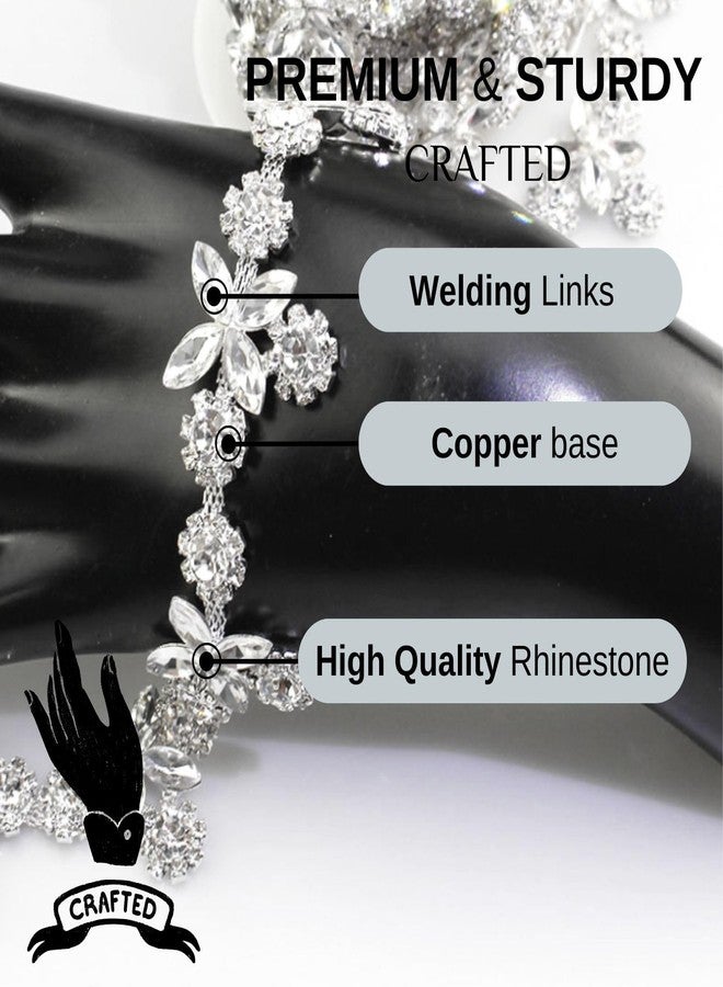 PEARLY JUN 1 Yard Crystal Rhinestone Dense Chain Rhinestone Trim Decoration for Sewing Crocodile Shoes, Clothes Mugs, for Craft Jewelry, Wedding Bouquets DIY Decoration. (ML097-silver) - Image 3