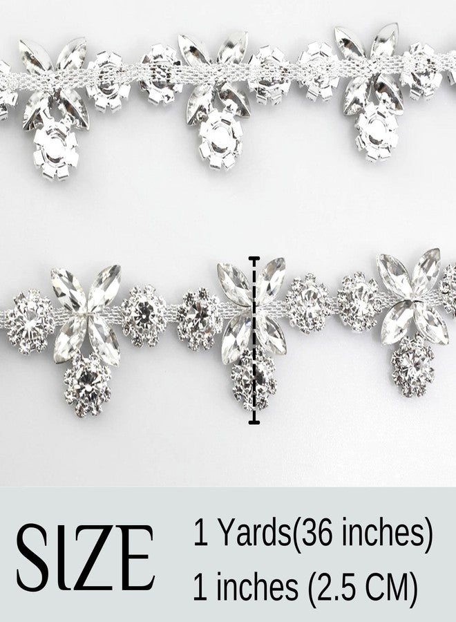 PEARLY JUN 1 Yard Crystal Rhinestone Dense Chain Rhinestone Trim Decoration for Sewing Crocodile Shoes, Clothes Mugs, for Craft Jewelry, Wedding Bouquets DIY Decoration. (ML097-silver) - Image 2
