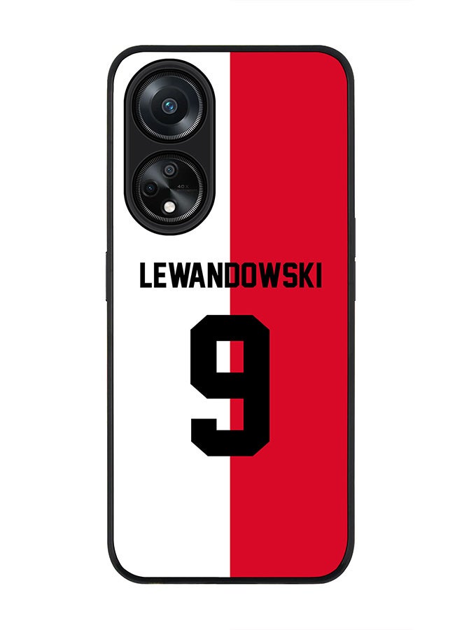 Stylizedd Rugged Black edge case for Oppo A98 5G, Slim fit Soft Case Flexible Thin Cover- Football Team-Poland, Player Name-Lewandowski - Image 1