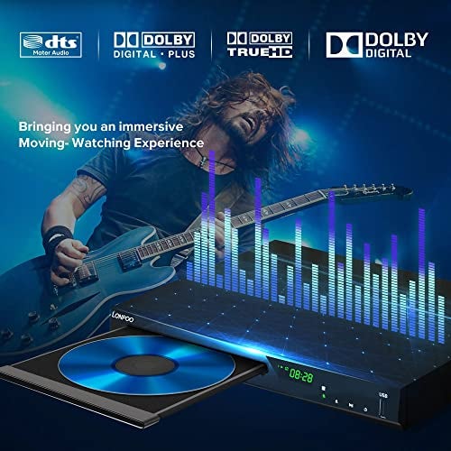 LONPOO Blu Ray DVD Player,Full HD Blu-ray Disc Player CD Players with Easy Hook Up and User Friendly, 1080P Home Theater DVD Player with HDMI Output, Support HDD and USB Playback - Image 4