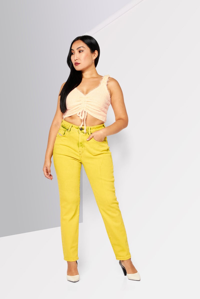 DIESEL Women Slim Fit Washed Denim Jeans, Yellow - Image 2