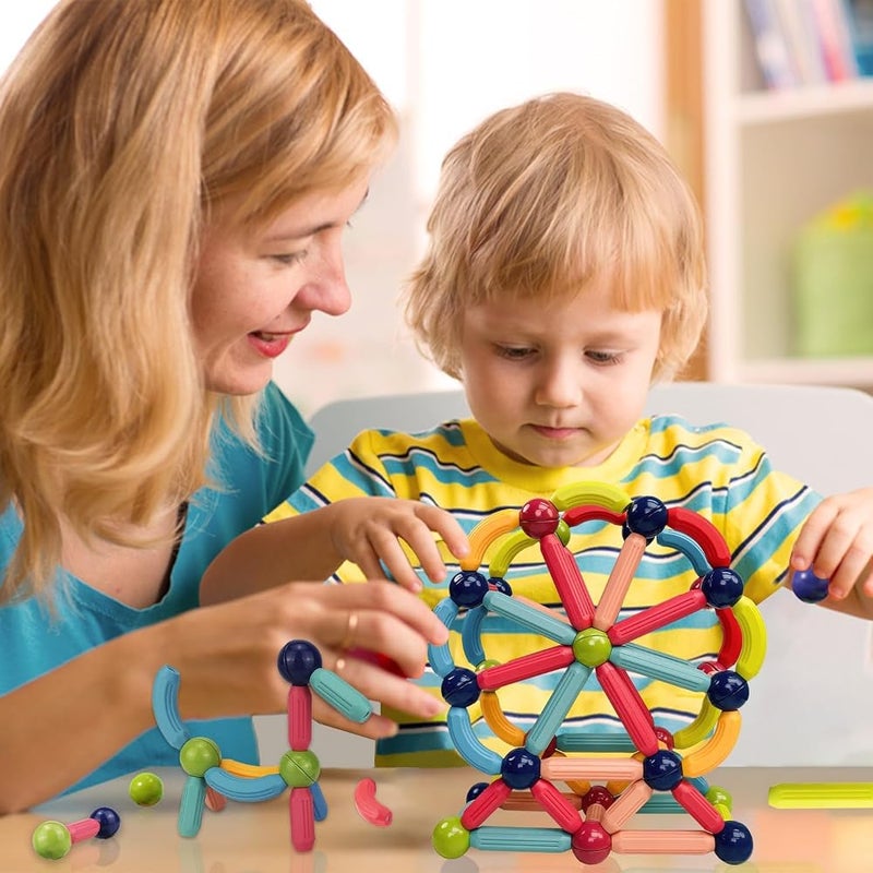 GRAFLO Magnetic Building Blocks - Magnetic Sticks and Balls Game Set 60Pcs - Construction Set, Educational, STEM Learning, Montessori Preschool Toys - Smart Magnet Construction Toy for Kids Ages 3-8 - Image 2