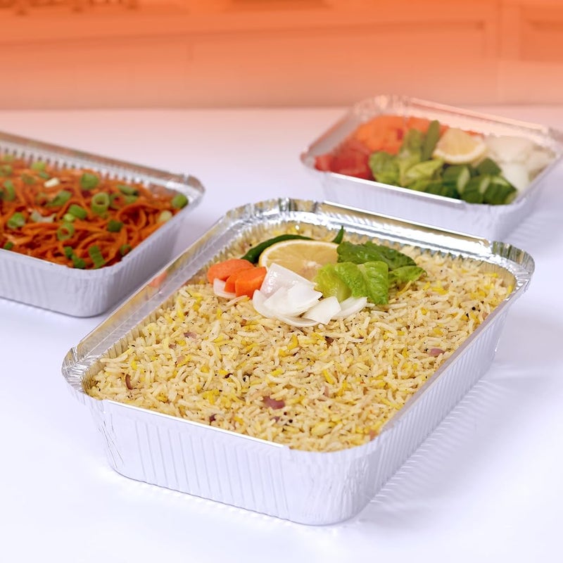 هوت باك عبوة استخدام واحدة من Hotpack؛ حاويات تخزين الطعام من الألمنيوم سعات 1850 مل + 890 مل + 420 مل، عدد 30 قطعة - Image 5