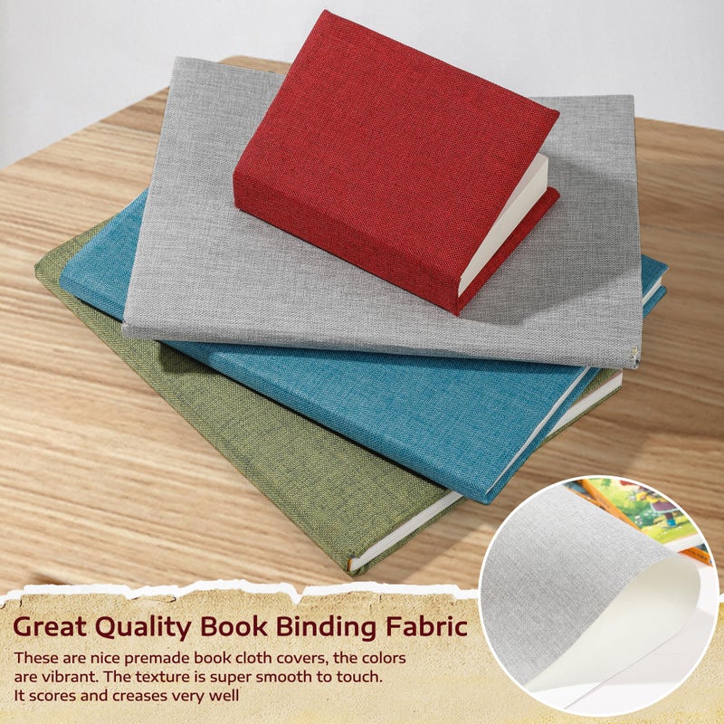 Varpotle 12Pcs Book Cloth for Book Binding, 14x10â€ 6 Colors Fabric Surface and Paper Backed Book Binding Materials, Binding Fabric for DIY Covers, No Fraying, Pre-Cut & Ready to Use (A) - Image 4