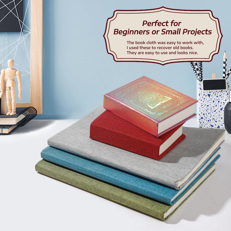 Varpotle 12Pcs Book Cloth for Book Binding, 14x10â€ 6 Colors Fabric Surface and Paper Backed Book Binding Materials, Binding Fabric for DIY Covers, No Fraying, Pre-Cut & Ready to Use (A) - Image 3