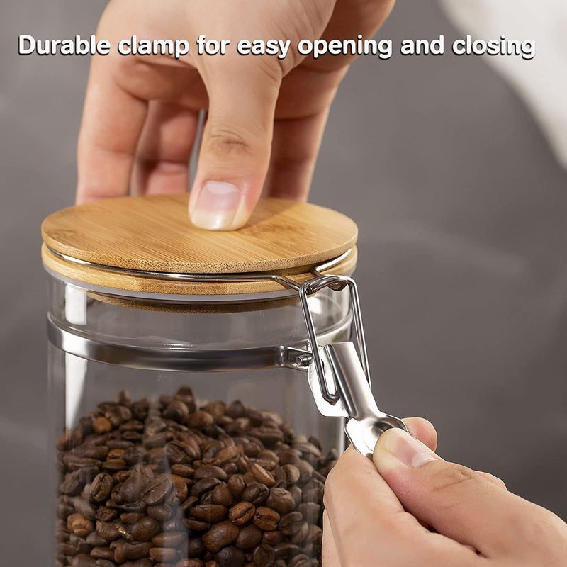 Yangbaga Ground Coffee Storage Container with Shelf, 2Ã—45OZ Glass Coffee and Sugar Container Set, Coffee Canisters with Airtight Lids and Scoop, Food Storage Jars for Kitchen,Nuts,Tea,Sugar - Image 5