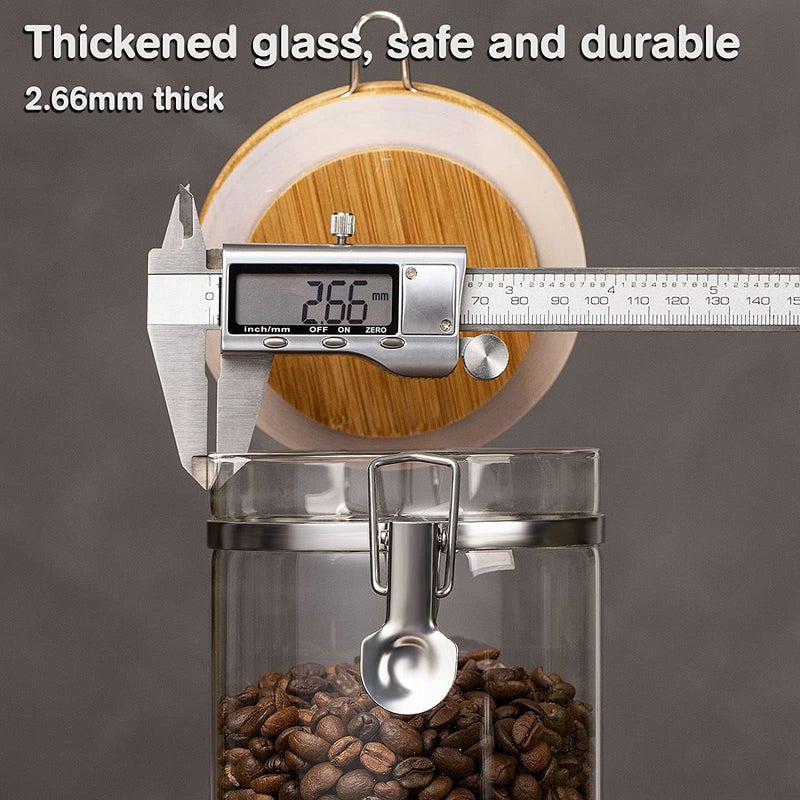 Yangbaga Ground Coffee Storage Container with Shelf, 2Ã—45OZ Glass Coffee and Sugar Container Set, Coffee Canisters with Airtight Lids and Scoop, Food Storage Jars for Kitchen,Nuts,Tea,Sugar - Image 4