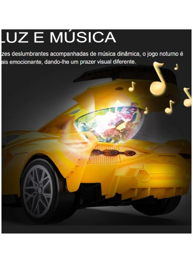 DAT Racing Car Toy with Door Lights & Music, 1:18 Scale, 360° Rotation, Yellow, for Kids 3+ Indoor Play - Image 3